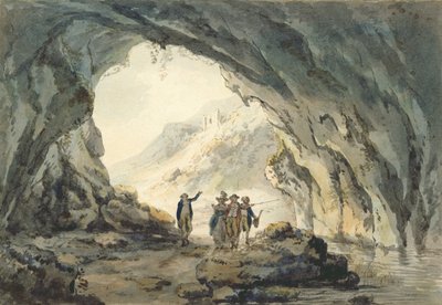 Resenärer vid en grotta (wc på papper) av Julius Caesar Ibbetson