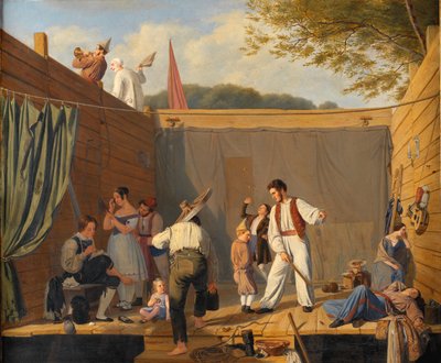 En grupp tightrope Walkers strax före en föreställning av Julius Friedlænder
