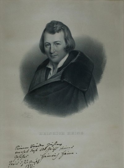 Porträtt av poeten Heinrich Heine 1797-1856, 1839 av Julius Giere