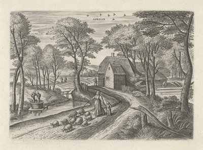 april Aprilis (titel på objekt) De tolv månaderna (serietitel) av Julius Goltzius