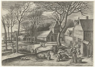 December (titel på objekt) De tolv månaderna (serietitel) av Julius Goltzius
