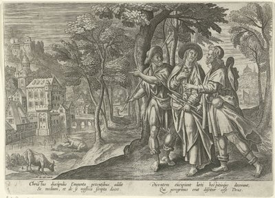 Emmaus pilgrimer Kristi framträdanden efter hans död (serietitel) av Julius Goltzius