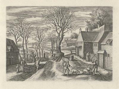 februari Febrvari (titel på objekt) De tolv månaderna (serietitel) av Julius Goltzius