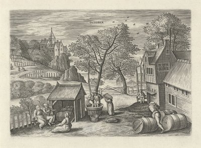 oktober oktober (titel på objekt) De tolv månaderna (serietitel) av Julius Goltzius