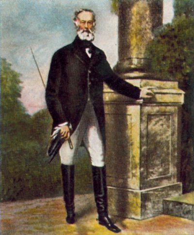 Alfred Krupp, tysk industriman (färglitografi) av Julius Grun