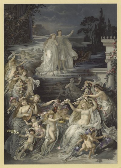 Illustration till en midsommarnattsdröm (chromolitho) av Julius Hoeppner