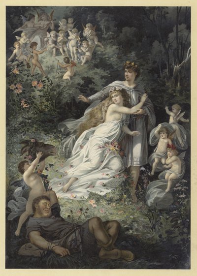 Illustration till en midsommarnattsdröm (chromolitho) av Julius Hoeppner