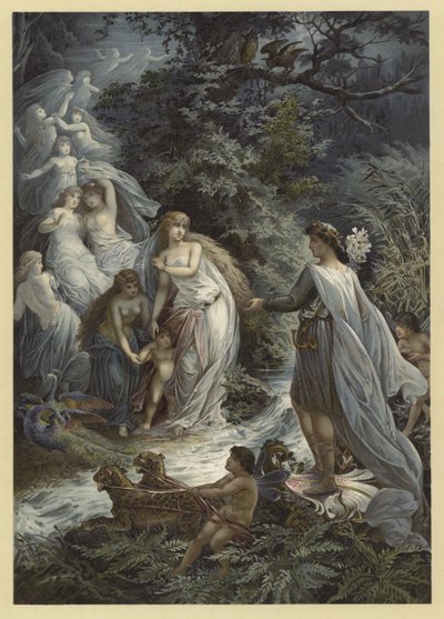Illustration till en midsommarnattsdröm (chromolitho) av Julius Hoeppner