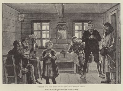 Interiör i ett posthus på den stora postvägen i Sibirien av Julius Mandes Price