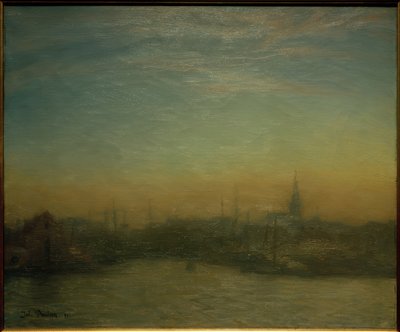 Utsikt över hamnen efter solnedgången. köpenhamn av Julius Paulsen