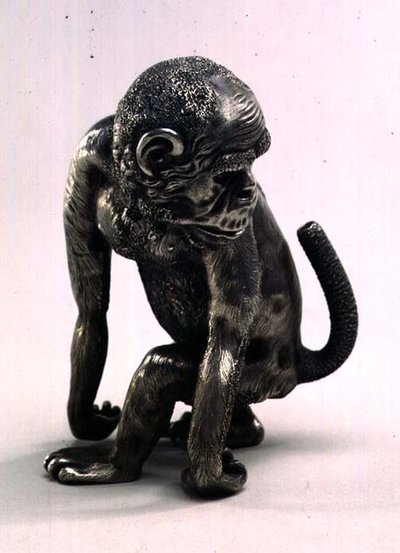Figur av en apa gjord för Faberge, ca 1896-1908 (silver) av Julius Rappoport