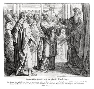 Arons prästadöme är bekräftat, 4 Mosebok av Julius Schnorr von Carolsfeld