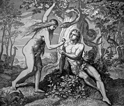 Adam och Eva med äpplet av Julius Schnorr von Carolsfeld