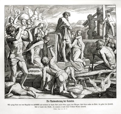 Kains liv i Nod efter hans exil, Genesis av Julius Schnorr von Carolsfeld