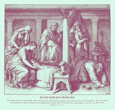 David och Batsebas barn dör, 2 Samuel av Julius Schnorr von Carolsfeld