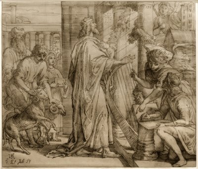 Psalmisten David - Gudstjänst av Julius Schnorr von Carolsfeld
