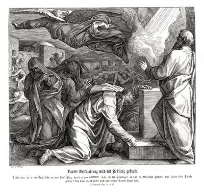 David straffas för att ha numrerat folket, 2 Samuel av Julius Schnorr von Carolsfeld