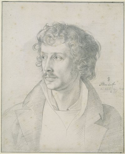 Friedrich Olivier vid 25 års ålder, bröstbild, blickande åt vänster av Julius Schnorr von Carolsfeld