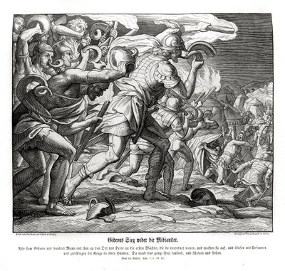Gideons seger mot midjaniterna, domare av Julius Schnorr von Carolsfeld