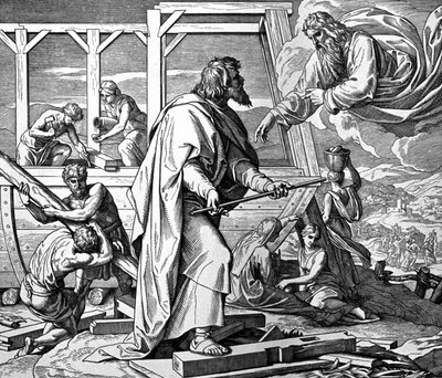 Gud varnar Noa för syndafloden av Julius Schnorr von Carolsfeld