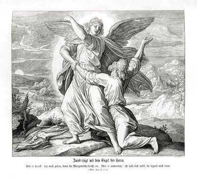 Jakob brottas med ängeln, Genesis av Julius Schnorr von Carolsfeld