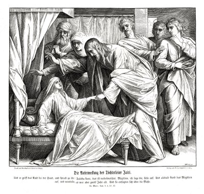 Jesus väcker den lilla flickan, Markusevangeliet av Julius Schnorr von Carolsfeld