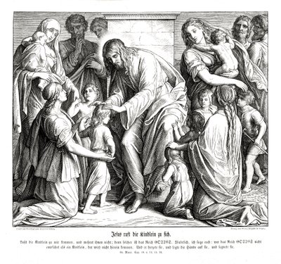 Jesus kallar barnen till sig, Markusevangeliet av Julius Schnorr von Carolsfeld