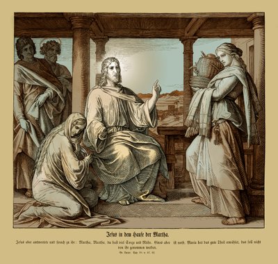 Jesus i Martas hus, Lukasevangeliet av Julius Schnorr von Carolsfeld