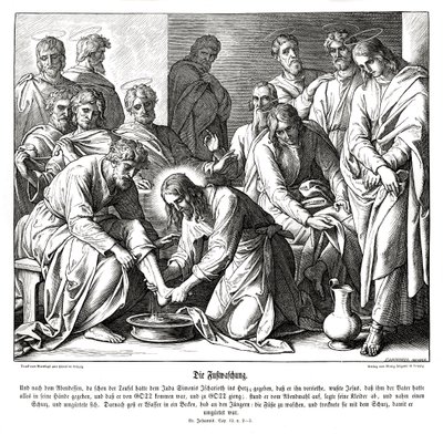 Jesus tvättar sina lärjungars fötter, Johannesevangeliet av Julius Schnorr von Carolsfeld