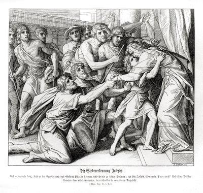 Josef är igenkänd av sina bröder, Genesis av Julius Schnorr von Carolsfeld