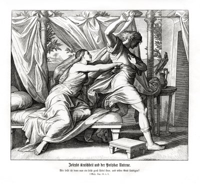 Josef vägrar ligga med Potifar, Första Mosebok av Julius Schnorr von Carolsfeld