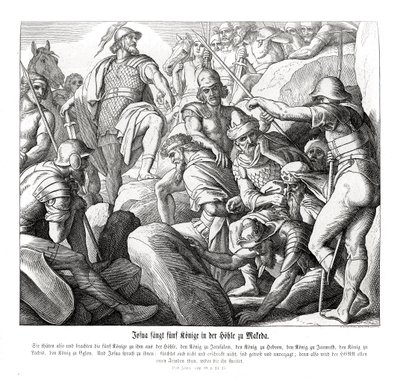 Joshua fångar fem kungar vid Makkeda, Joshua av Julius Schnorr von Carolsfeld