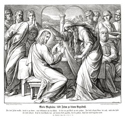 Maria Magdalena smorjer Jesus, Matteusevangeliet av Julius Schnorr von Carolsfeld