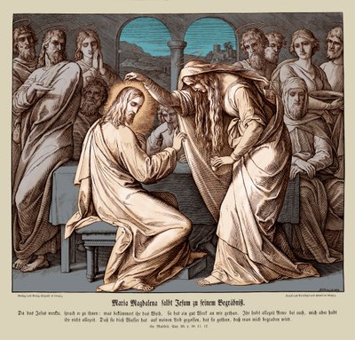 Maria Magdalena smorjer Jesus, Matteusevangeliet av Julius Schnorr von Carolsfeld
