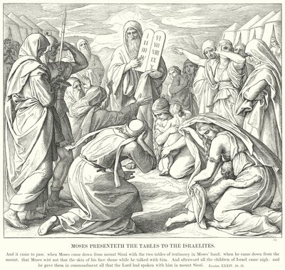 Moses presenterar tavlorna för israeliterna av Julius Schnorr von Carolsfeld