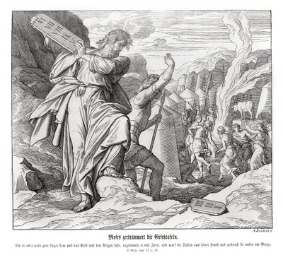 Mose bryter budtavlor, 2 Mos av Julius Schnorr von Carolsfeld