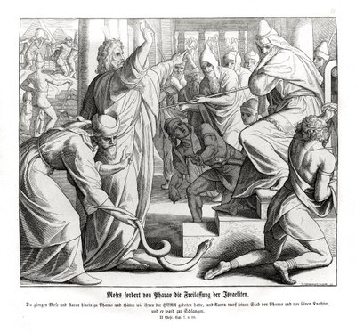 Mose kräver israeliternas befrielse, Exodus av Julius Schnorr von Carolsfeld