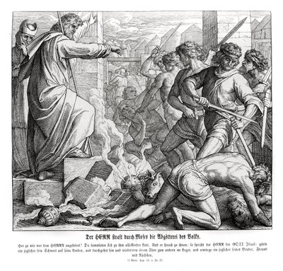Mose straffar folket för deras avgudadyrkan, Exodus av Julius Schnorr von Carolsfeld