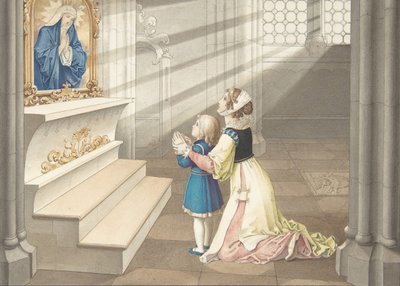 Mor och dotter i bön, ca. 1811-17. av Julius Schnorr von Carolsfeld