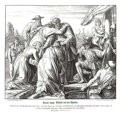 Paulus lämnar Efesierna, Apostlagärningarna av Julius Schnorr von Carolsfeld