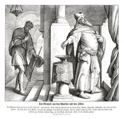 Fariséen och publikanen, Lukasevangeliet av Julius Schnorr von Carolsfeld