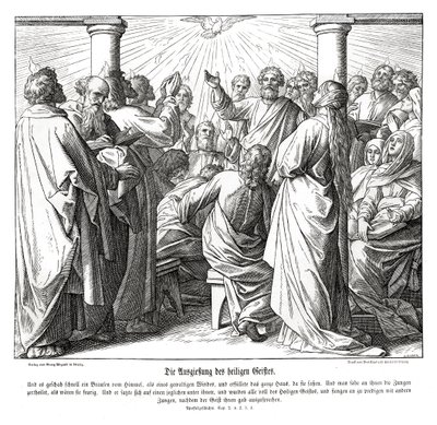 Apostlarna är fyllda av den helige Ande, Apg av Julius Schnorr von Carolsfeld