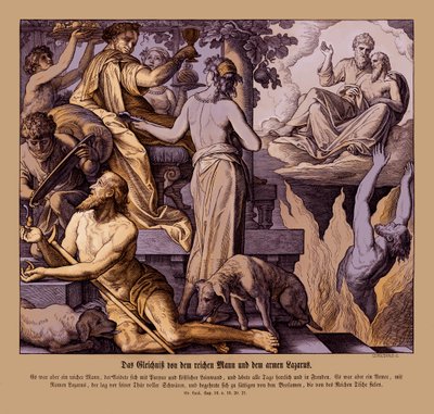Den rike mannen och tiggaren Lasarus, Lukasevangeliet av Julius Schnorr von Carolsfeld