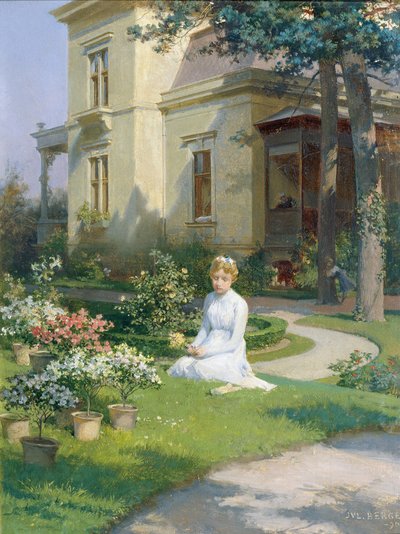 Flicka i trädgården av en villa av Julius Victor Berger