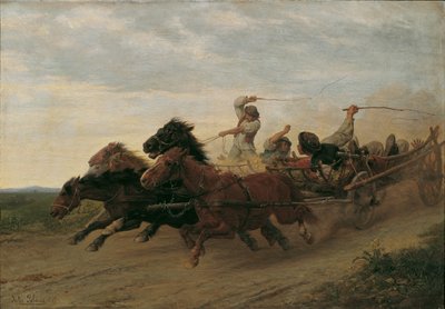 Ras av berusade slovakiska bönder av Julius von Blaas d. Ä.