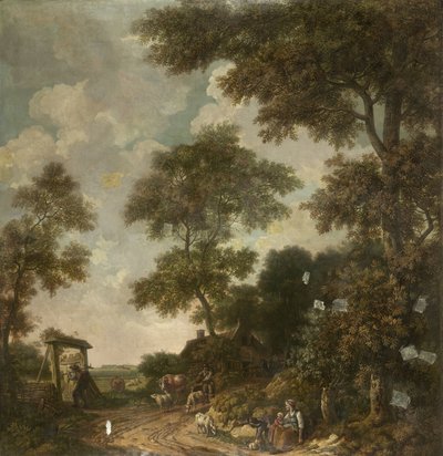 Tapetmålning av ett holländskt landskap med en grusväg av Jurriaan Andriessen (attributed to)