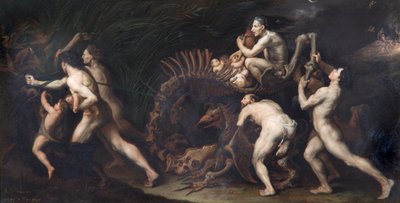 La Carcasse : A Witch Being Drawn on the skeleton of a monster, pre c.1620 (olja på koppar) av Jusepe de Ribera