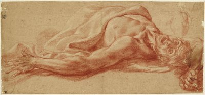 Studie av en liggande manlig figur av Jusepe de Ribera