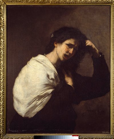 Kvinna som sliter i håret Målning av Jose de Ribera dit il Spagnoletto "" spanjoren""" (1591-1652) av Jusepe de Ribera