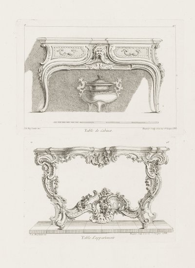 Table de Cabinet., 6:e plattan (Studie för ett bord), pl. 47 i Oeuvre av Juste Aurèle Meissonnier